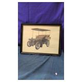 lithograph print of a 1904 Cadillac automobile
