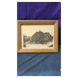 framed black-and-white print of historic local