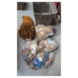 Bin of stuffed animals