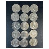 15 Kennedy Half Dollar Coins