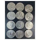 12 Kennedy Half Dollar Coins
