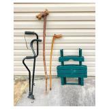 Walking Sticks and Chair