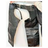 Black Leather Motorcycle Chaps XXL