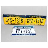 Three New York License Plates