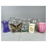 Glass Vase Collection with Stained Glass Butterfly
