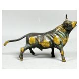 Bronze Bull Figurine with Gilded Accents
