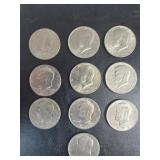 10 Kennedy Half Dollar Coins