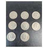 Eight 1977 Kennedy Half Dollars