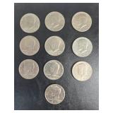 10 Kennedy Half Dollar Coins
