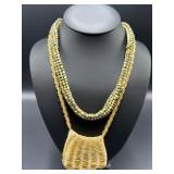 Beaded Necklace with Gold-Tone Pouch