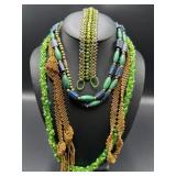 Three Necklaces and Beaded Bracelet
