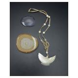 Mother of Pearl Necklace With Agate Pieces