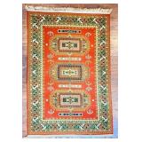 Handwoven Red and Green Wool Rug