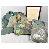 Military Clothing Lot with Framed Artwork