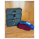 Storage Bins and Knit Blankets Lot