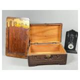 Carved Wooden Box and Assorted Decor