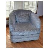 Gray Upholstered Swivel Club Chair