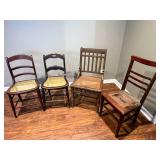 4 Wooden Caned Seat Chairs