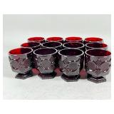Twelve Ruby Red Glass Goblets