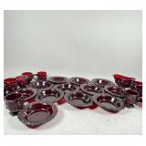 Ruby Red Pressed Glass Dinnerware Set
