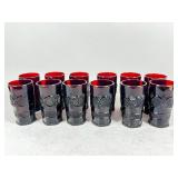 Twelve Avon Ruby Red Drinking Glasses
