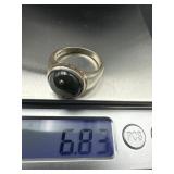 Sterling Silver Ring with Green Gemstone