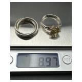 Sterling Silver Rings, Stamped 925, 8.97 g