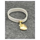 Chain Ring with Gold Heart Pendant