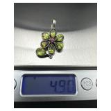 Sterling Silver Floral Pendant with Gemstones