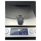 Sterling Silver Ring with Blue Cabochon Stone