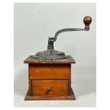Wooden Coffee Grinder with Cast Iron Top