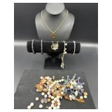 Jewelry Including Necklace, Bracelets, and Loose B