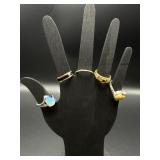 Five Metal Rings with Gemstone Accents