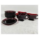 Avon Ruby Red Glass Dinnerware Set