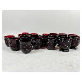 Ruby Glass Punch Cups and Footed Mugs