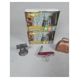 Lot: Bell Replica, Pocket Knife, Curtain Lights