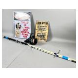 Shakespeare Fishing Rod With Reel and Signs