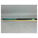 Teal Pool Cue with Black Handle and Inlays