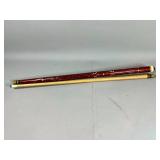 Carved Two-Piece Pool Cue with Inlaid Details