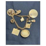 Gold-Tone Multi-Charm Bracelet with Pearls