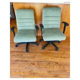 Two Green Office Rolling Chairs