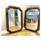 Two Rectangular Wooden Mirrors