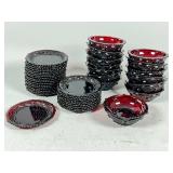 Red Glass Dinnerware With Raised Pattern