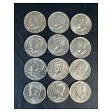12 Kennedy Half Dollars, Mixed Years