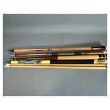 Five Pool Cue Sticks