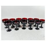 12 Ruby Flashed Glass Goblets