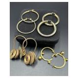 4 Pairs of Gold Tone Earrings
