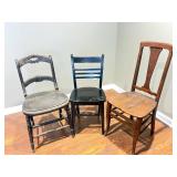 Three Wooden Dining Chairs