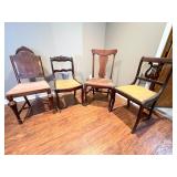 Four Assorted Wood Dining Chairs