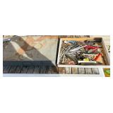 Metal Organizer Box With Miscellaneous Tools